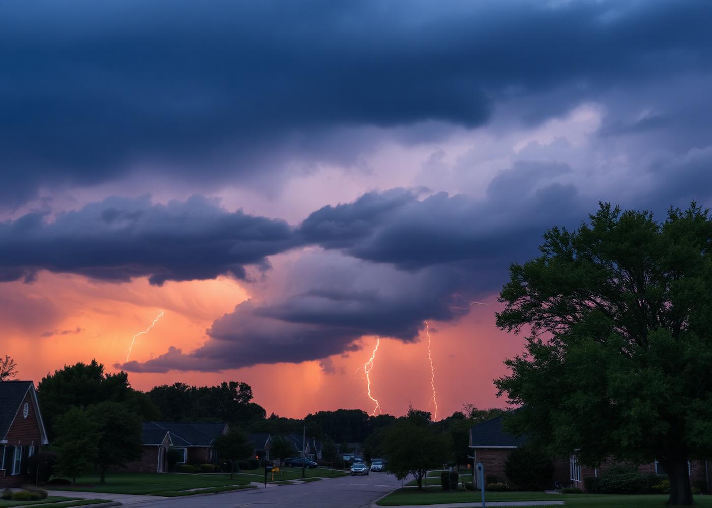 Texas thunderstorm approaching a Dallas neighborhood